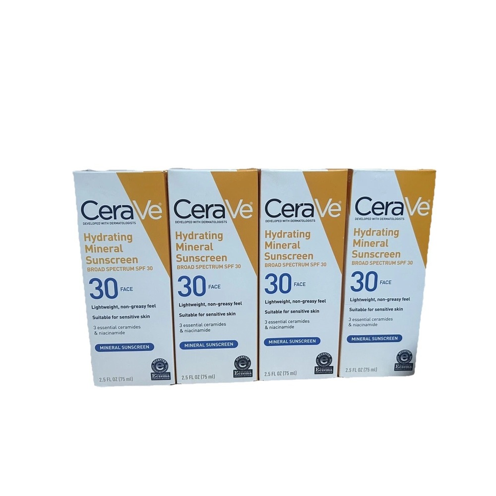 New CeraVe Hydrating Mineral Sunscreen Broad Spectrum SPF 30 2.5 Oz